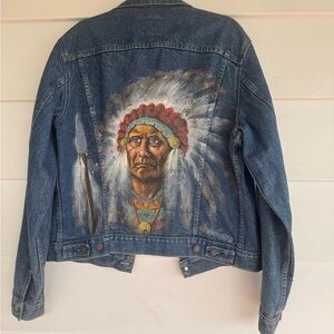 Vintage Levi Strauss Denim Eicher Art to Wear Native Jacket L